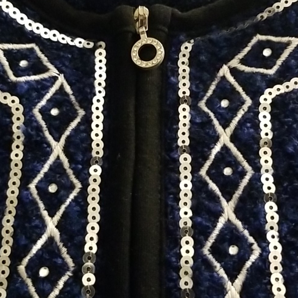 Blue/Silver zip up jacket - Picture 3 of 4